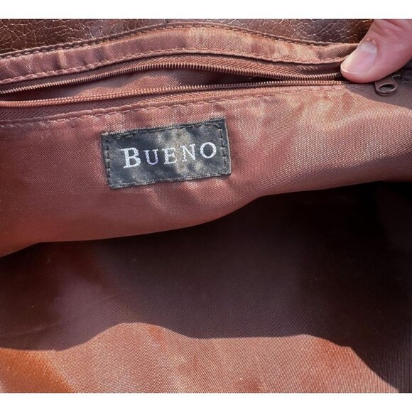 Animal Patchwork Tote Bag 14" X 9" Brown Vegan Leather By Bueno With Dual Straps - Picture 4 of 9